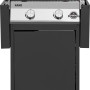 Jamestown Kane Gasgrill mit 2 Brennern, Edelstahlhaube und schwarzem Unterbau.