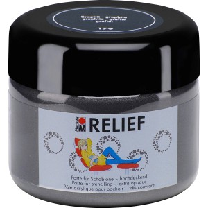 Marabu Relief Paste Graphit, hochdeckende 3D-Acrylpaste für Wand-Akzente und plastische Strukturen.
