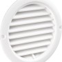 Weißer, runder Mauerlüfter mit Anschlussstutzen System 100 aus Kunststoff.