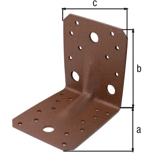 Duravis Schwerlast Winkelverbinder in Rostbraun, 105x105x90mm, mit Sicke und Löchern für hohe Stabilität.