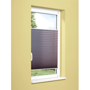 Graues Plissee Valeria 120x130 cm am Fenster, dekorativer Sichtschutz.