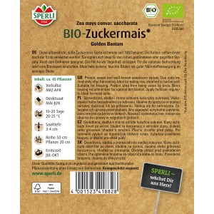 Sperli Bio Zuckermais Samenpackung, ideal für den Anbau von süßem Mais im eigenen Garten.