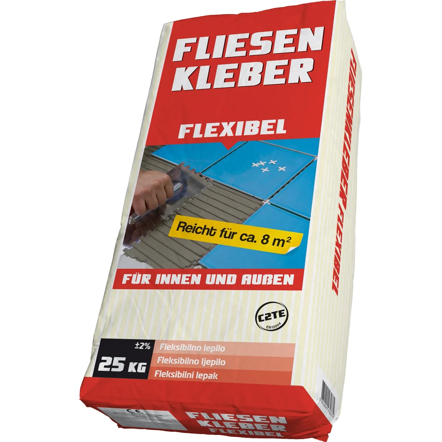 25 kg flexibler Fliesenkleber für Innen & Außen. Geeignet für ca. 8 m².