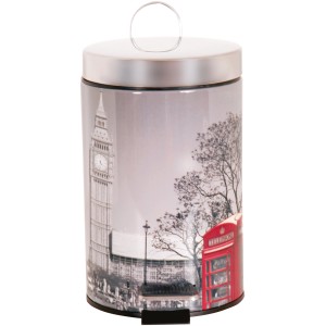 Treteimer London Metall 3 l mit London-Motiv, passend für jedes Badezimmer.