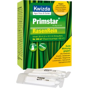 Kwizda Primstar RasenRein: Packung mit Ampullen gegen Unkraut im Rasen.
