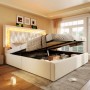 okwish Polsterbett 140x200cm mit LED Stauraum Jugendbett Beige ohne Matratze_6