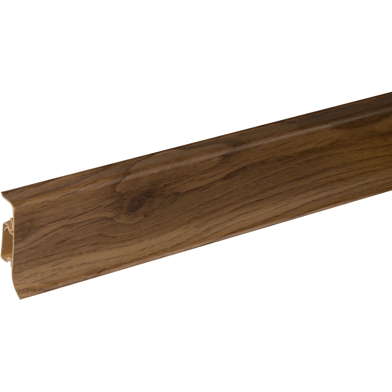 Sockelleiste KU050 Wine und Pine, 50x22,5x2500 mm, Kunststoffleiste mit Holzdekor und Kabelkanal.