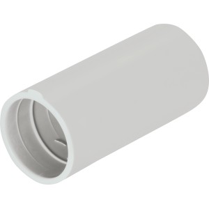 Hellgraue Muffe EN25 für Isolierrohre aus Kunststoff zur Verbindung von Rohren.