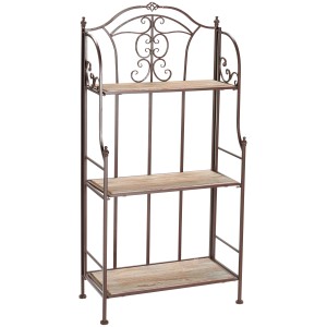 Blumenregal aus Metall mit 3 Holzablagen, 122x31x60 cm, für Garten und Balkon.