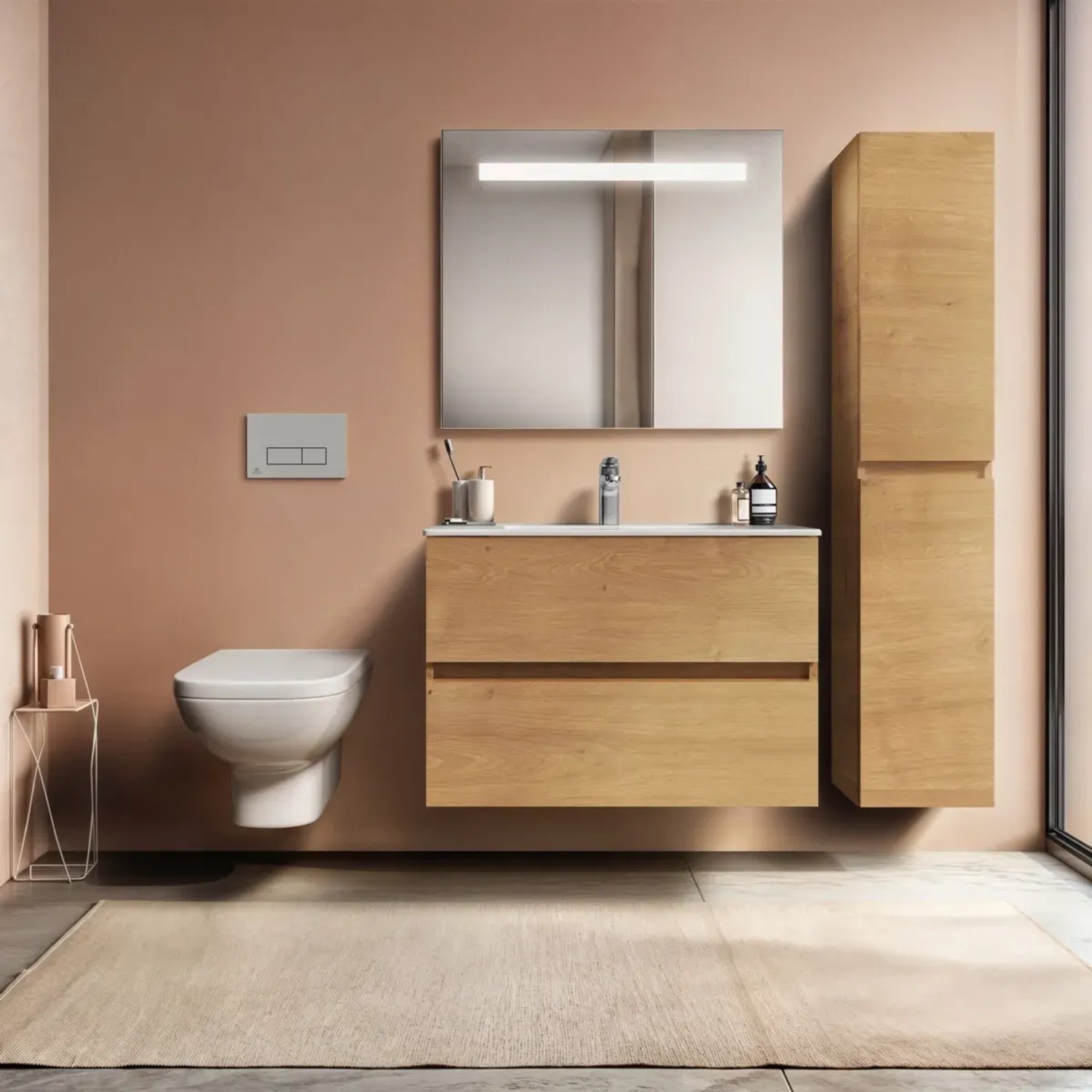 Ideal Standard Badmöbel-Set Eurovit+ mit Unterschrank, Waschtisch (61 cm) in Eiche.