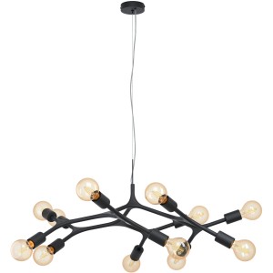 Schwarze Eglo Hängeleuchte Bocadella mit 10 Leuchtmitteln, modernes Design für Wohn- und Schlafzimmer.