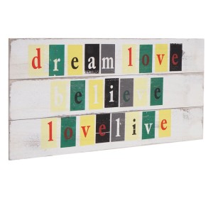MCW Wandschild mit Schriftzug Dream, Believe, Love-Life und 3 Haken, 30x60cm