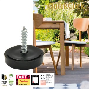 Wagner QuickClick Möbelgleiter, 12-teilig, schwarz-grau, Ø 17mm für Teppich & Co.