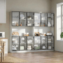 okwish Vitrine mit LED Beleuchtung Schranktüren Stauraum Wohnzimmer 240x34x200cm Weiß_6