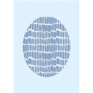 Komar Wandbild Shelly Blue, 30x40 cm, mit abstraktem, blauem Muster auf hellblauem Grund.