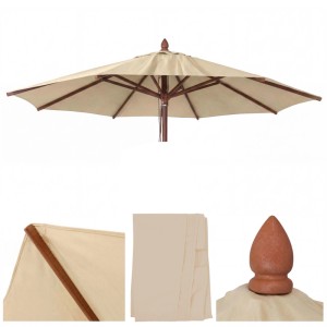 MCW Ersatzbezug für Holz-Sonnenschirm C57b, Ø4m, Creme. Schutzhülle mit Details und Zubehör.