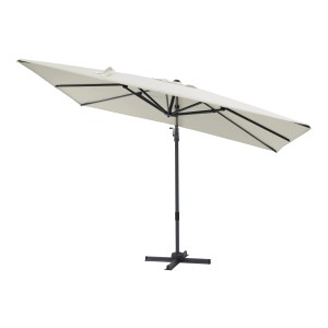 Beiger AXI Ampelschirm, 300x200 cm, mit Dreh- und Neigefunktion für optimalen Sonnenschutz.