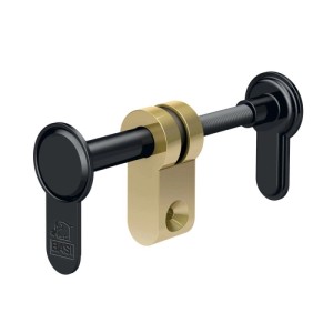 Basi Blindzylinder, schwarz vernickelt mit Messing-Mittelteil. Einstellbereich 45-95 mm für FH-Türen.