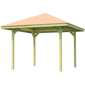 Weka Pavillon Gartenoase 651, Holzpavillon mit Dachschindeln, 333x333 cm.