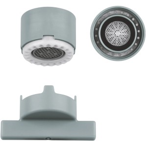 Grohe Strahlregler mit Antikalk-System und Demontageschlüssel für Mischdüsen.