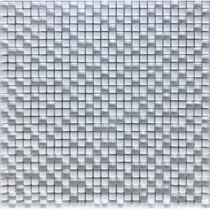 Mosaikmatte Cube 4, Glas, Weiß, 30,5x30,5 cm. Quadratische Mosaikfliesen für die Wandgestaltung.