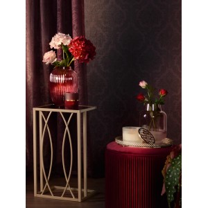 Duftwachs-Glas Blush Bordeaux, Ø 11,1 cm, weiß-goldener Deckel, Mandelduft. Dekorative Duftkerze für stimmungsvolle Raumaromatisierung.