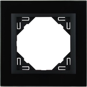 E2 Elektro Abdeckrahmen 1-fach Logus Cristalschwarz aus Glas.