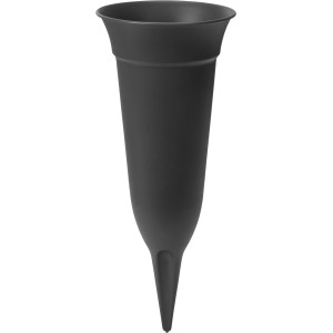 Anthrazitfarbene Florus Grabvase, 32 cm hoch, aus recyceltem Kunststoff für die Grabgestaltung.