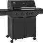 Schwarzer Jamestown Gasgrill Knox II mit 4 Brennern, Seitentischen und Unterschrank.