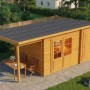 Imprägniertes Alpholz Gartenhaus Maria-28 mit Schleppdach, 450x250 cm, Naturholz.