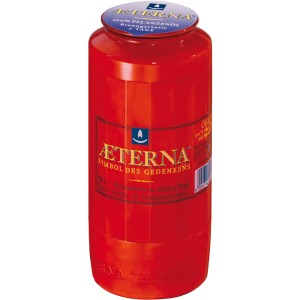 Rotes Aeterna Bio-Öllicht mit 7 Tagen Brenndauer für Grabstätten.