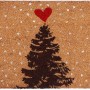 Braune Türmatte aus Kokosfaser mit Weihnachtsbaum und rotem Herz, 60x40 cm.
