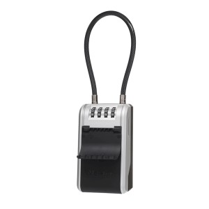 Master Lock Schlüsseltresor 5482EURD mit Kabelhalterung, schwarz-silbergrau.