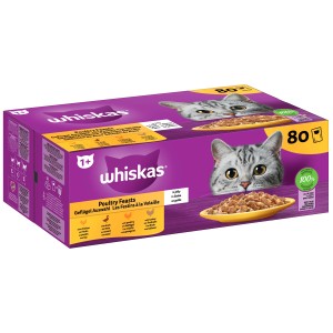 Whiskas Katzen-Nassfutter Megapack mit Geflügel in Gelee, 80 x 85g.