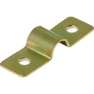 Gelb verzinkte Riegelschlaufe, 15x9 mm, zur Aufnahme eines Riegels, geeignet für den Außenbereich.