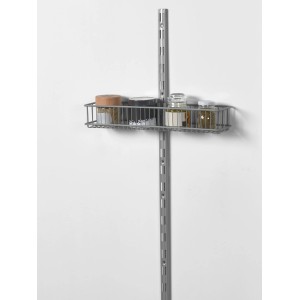 Weißer Metall-Drahtkorb, 2-reihig, 13,5x43,5 cm, zur Montage an Regalsystem.