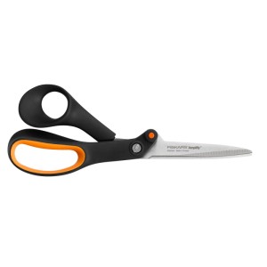 Fiskars Hardware-Schere Amplify, 21 cm, mit gezahnter Klinge und ergonomischem Griff.