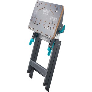 Wolfcraft Master 750 Ergo Spann- und Maschinentisch, zusammengeklappt. Werkbank mit Schnellspannsystem und Stahlrohrgestell.