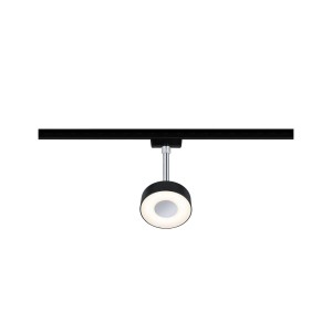 Paulmann URail Spot Circle, schwarz-matt/chrom, an Schienensystem. LED-Leuchte mit warmweißem Licht.
