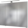 Weißer Held Möbel 3D-Spiegelschrank Monza, 100 cm breit, mit LED-Aufsatzleuchte.