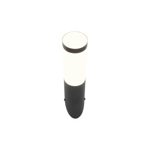 Schwarze, zylindrische Trio LED-Außenwandleuchte Trioto, 7,5x39x17 cm.