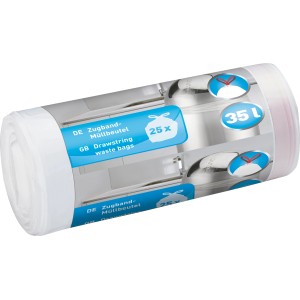 Zugband-Müllbeutel 35 l Transparent-Weiß 25 Stück
