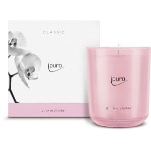 ipuro Duftkerze Classic Orchidee, rosa Glas, mit Verpackung. Elegante Duftkerze für ein angenehmes Ambiente.
