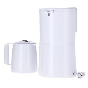 Weiße Severin Kaffeemaschine KA 9309 mit zwei Thermoskannen. Kompakte Bauweise.