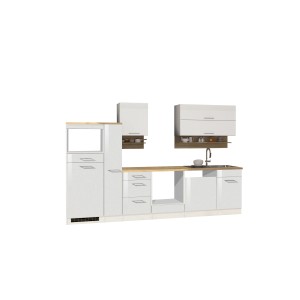 Moderne, weiße Held Möbel Küchenzeile Mailand 310 cm ohne E-Geräte mit Spüle.