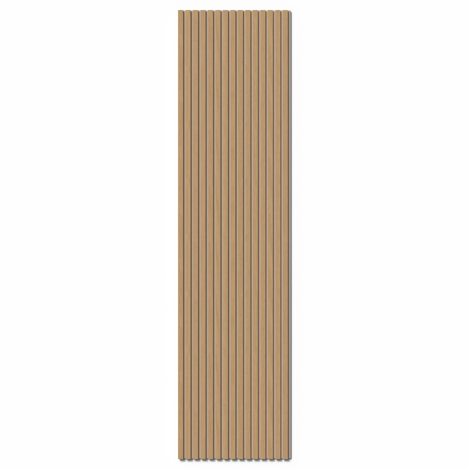 Denpanels Akustikpaneel Eiche, beige Filz, brauner Kern, 240x60 cm, zur Schallabsorption.