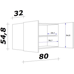 Skizze des Flex-Well Oberschranks Florida in Sonoma Eiche, mit Maßen für Küchenplanung.