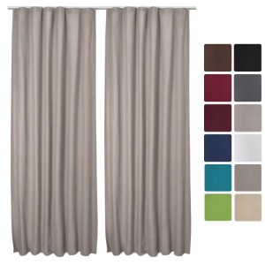 2 sandfarbene Beautissu Thermo-Vorhänge Amelie 140x245 cm mit Kräuselband.
