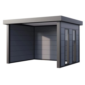 Heller, grauer Pavillon Singolo 3630 mit Fenster, 358 x 298 cm, von Telluria.