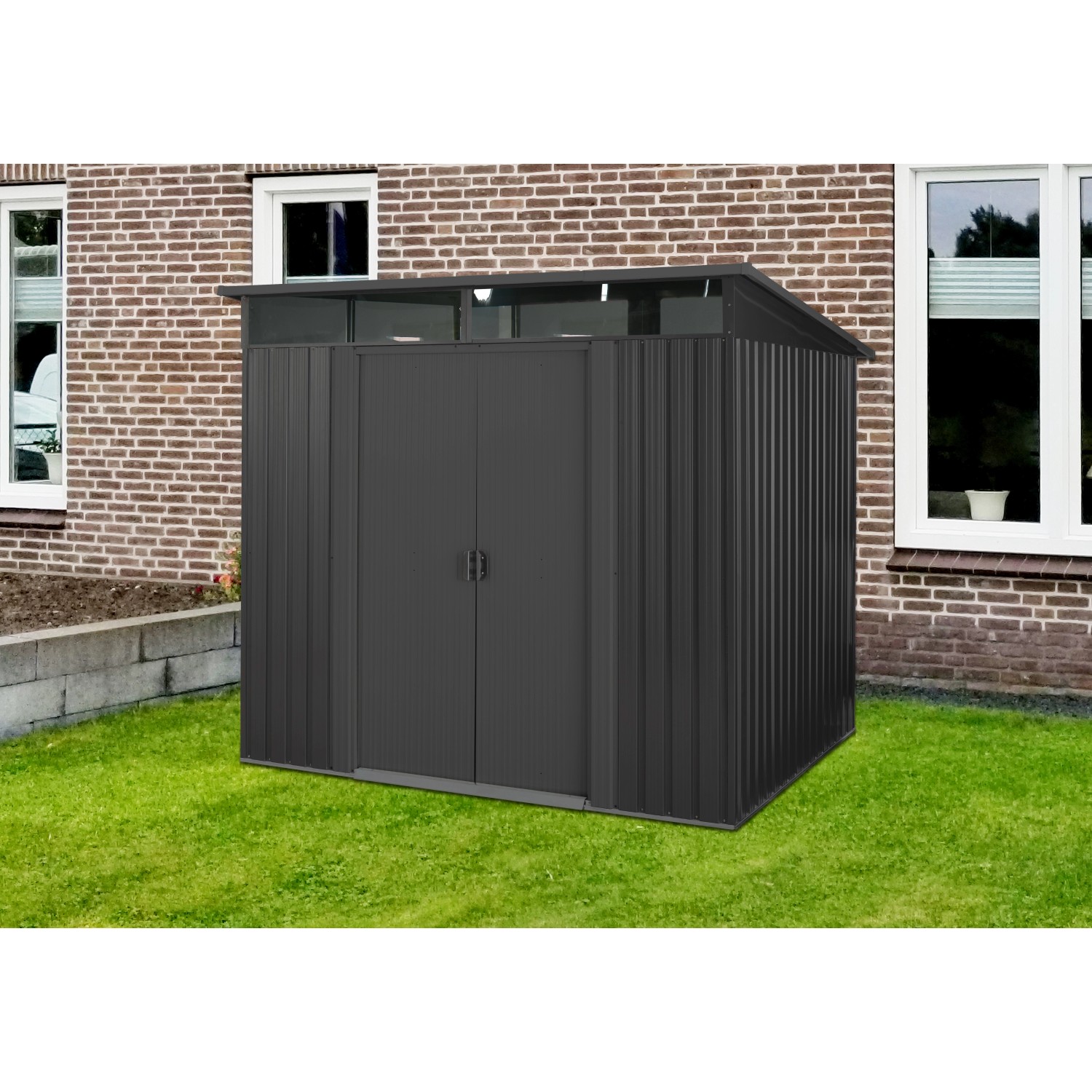 Floraworld Metall-Gerätehaus in Anthrazit, 2 m², zur Aufbewahrung von Gartengeräten.